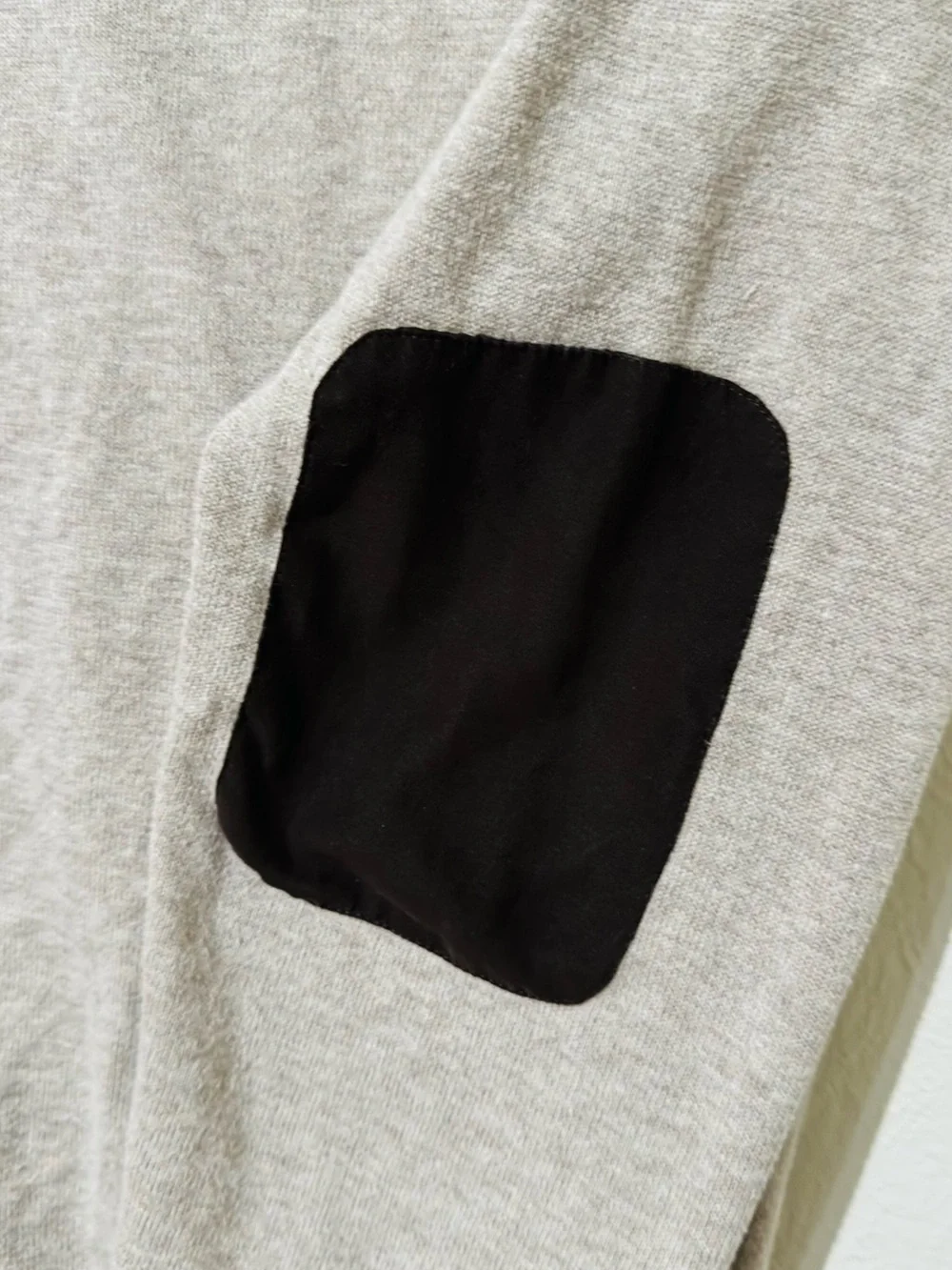 Tasso Elba Light Gray Cardigan with Black Trim with elbow patches
